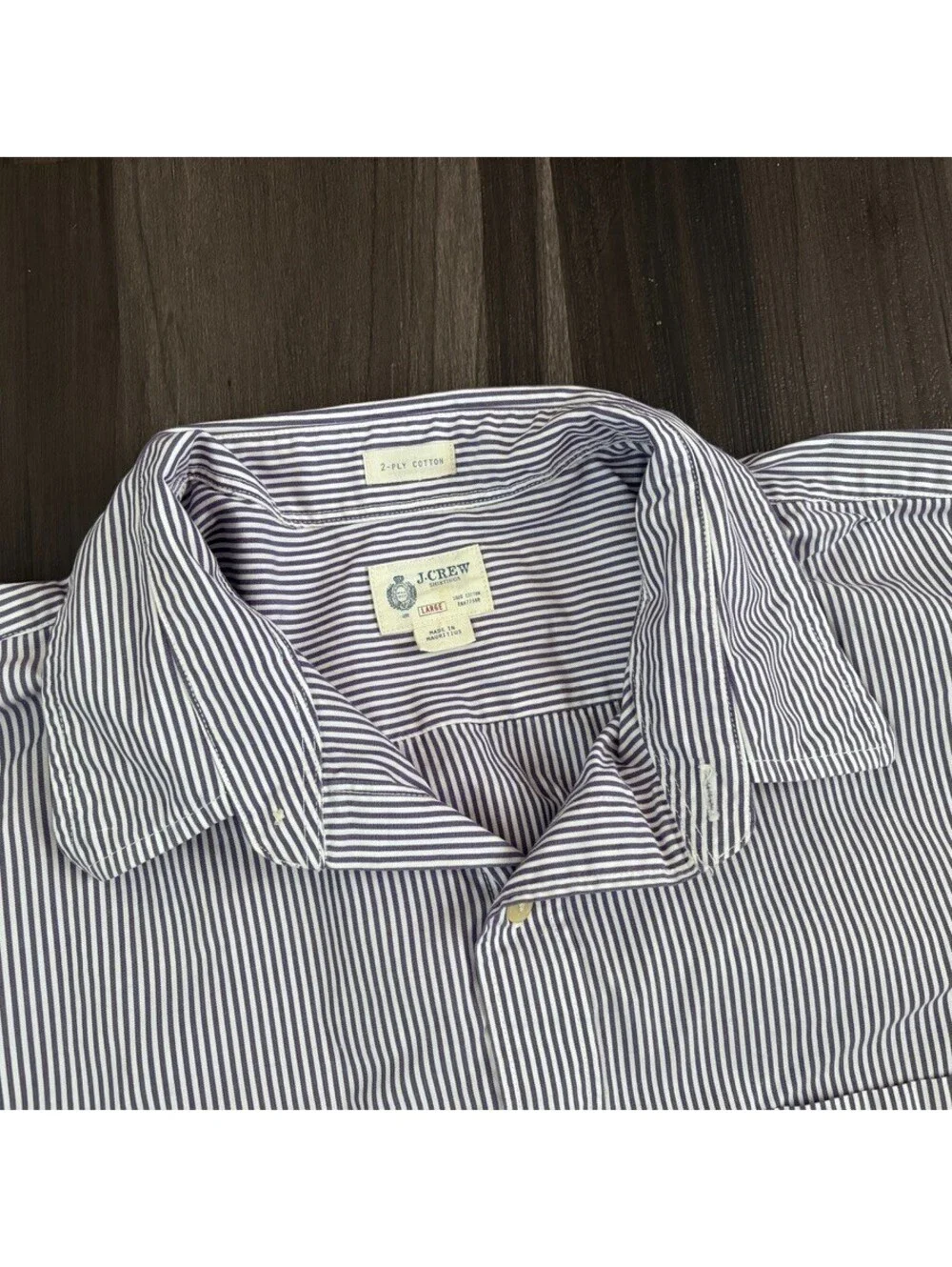 J.Crew Men's Sz Large Purple Striped 2-Ply Cotton Button Down Shirt Long Sleeve